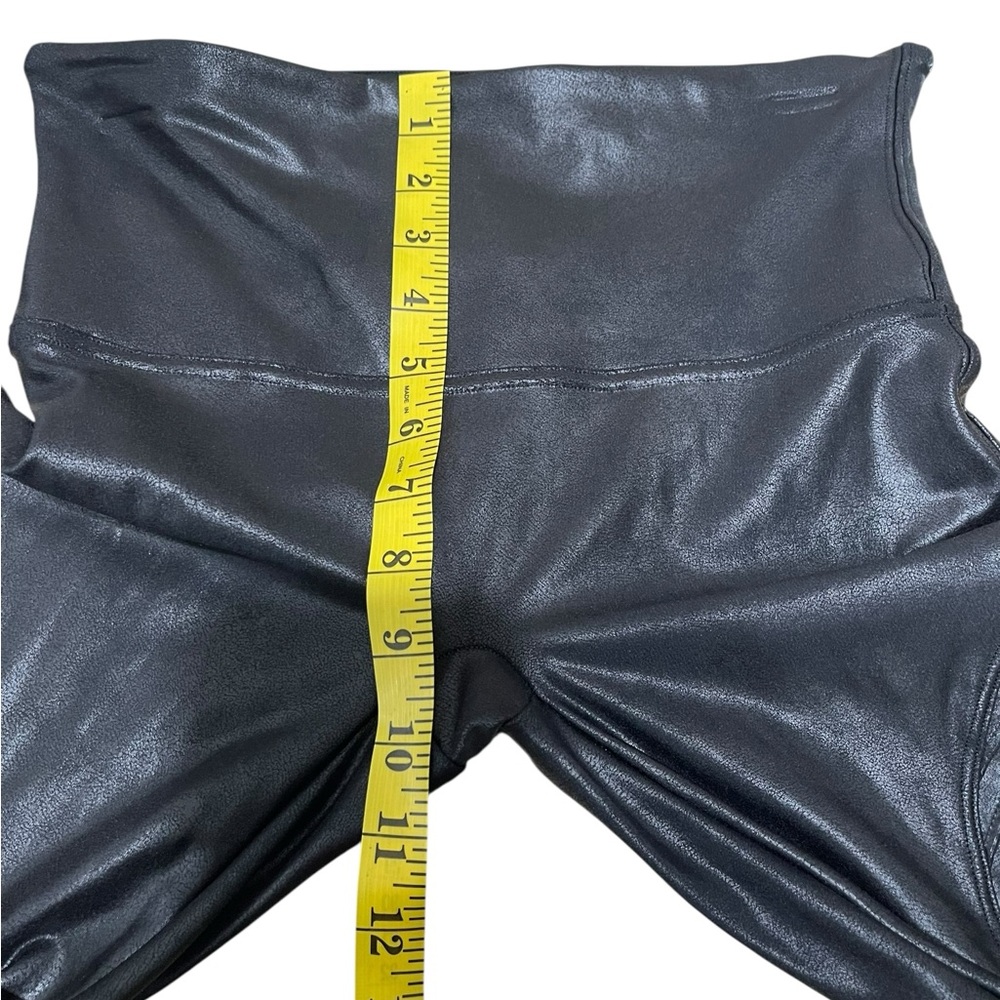 Spanx Faux Leather/Coated Moto Leggings Womens Size L Black Stretch Slimming - Picture 10 of 12